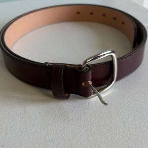 Haband Dark Brown Leather Belt with Silver Buckle Size 42